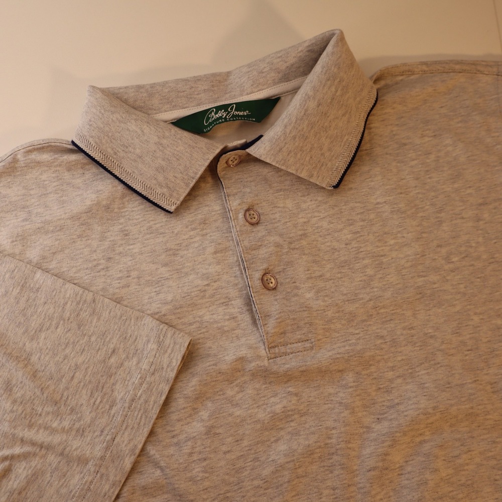 Bobby Jones Signature Collection Mens Gray Cotton Golf Polo Shirt Large